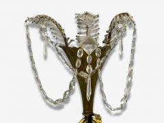 Neoclassical Style Swan Sconces Gilt Metal Crystal France 1930s - 4731324