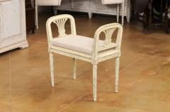 Neoclassical Style Swedish Small Painted Bench with Carved Guilloche D cor - 3577401