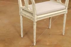 Neoclassical Style Swedish Small Painted Bench with Carved Guilloche D cor - 3577402