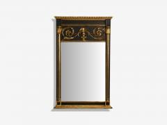 Neoclassical Style Trumeau Mirror Black Painted Wood Giltwood Italy 20th C  - 4005085