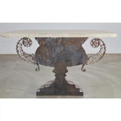 Neoclassical Style Urn Form Travertine Marble Top Console Table - 3413757