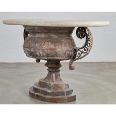 Neoclassical Style Urn Form Travertine Marble Top Console Table - 3413773