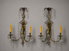 Neoclassical Style Wall Sconces Bronze Crystal France 1950s - 4731393