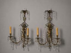 Neoclassical Style Wall Sconces Bronze Crystal France 1950s - 4731394