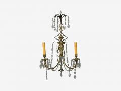 Neoclassical Style Wall Sconces Bronze Crystal France 1950s - 4731396