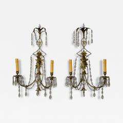 Neoclassical Style Wall Sconces Bronze Crystal France 1950s - 4731494