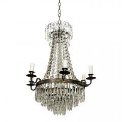 Neoclassical Swedish Gilt Brass and Crystal Chandelier - 2504760