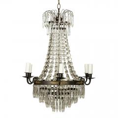 Neoclassical Swedish Gilt Brass and Crystal Chandelier - 2504761