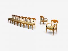Neoclassical Ten Dining Chairs Ebonized Wood Beech Austria 1970s - 4760063
