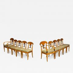 Neoclassical Ten Dining Chairs Ebonized Wood Beech Austria 1970s - 4762153