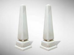 Neoclassical White Marble Obelisks on Pedestals France 1920s - 4339321