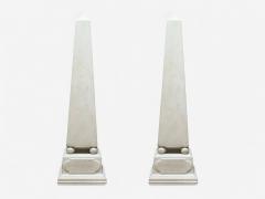 Neoclassical White Marble Obelisks on Pedestals France 1920s - 4339323