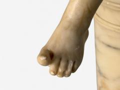 Neoclassical Winged Angel On Pillow Alabaster Statue on Pedestal Italy 1920s - 4095926