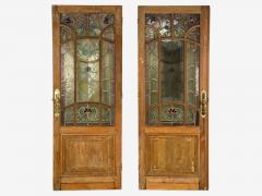 Neoclassical Wood Art Glass Large Stained Glass Doors Italy 1930s - 4384820