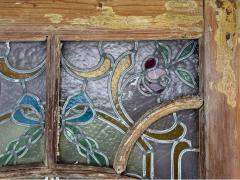 Neoclassical Wood Art Glass Large Stained Glass Doors Italy 1930s - 4384827