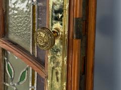 Neoclassical Wood Art Glass Large Stained Glass Doors Italy 1930s - 4384829