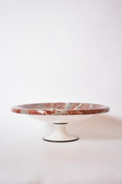 Neoclassical faux marble plate on pedestal 1960s  - 4695783