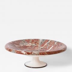 Neoclassical faux marble plate on pedestal 1960s  - 4698331