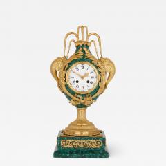 Neoclassical style gilt bronze and malachite mantel clock - 2440523