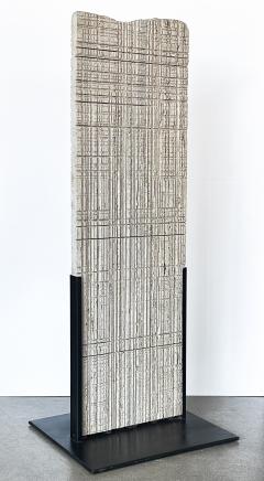 Nerone Patuzzi Italian Etched Travertine and Steel Floor Sculpture - 3261137