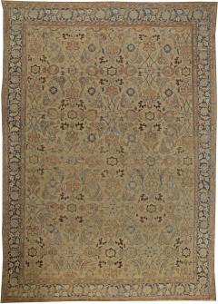 Neutral Beige Soft Blues and Pinks Antique Persian Malayer Rug - 2453546