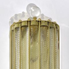 New Italian Art Deco Design Crystal Ball Murano Glass Half Moon Brass Sconces - 3252978