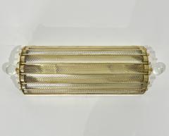 New Italian Art Deco Design Crystal Ball Murano Glass Half Moon Brass Sconces - 3252981