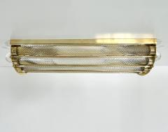 New Italian Art Deco Design Crystal Ball Murano Glass Half Moon Brass Sconces - 3252983