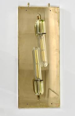 New Italian Art Deco Design Crystal Ball Murano Glass Half Moon Brass Sconces - 3252984