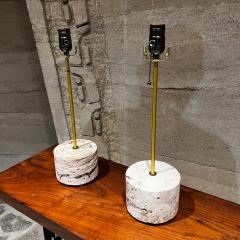 New Limited Edition Pair of Vintage Travertine Polished Table Lamps - 3017023