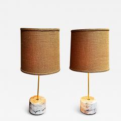 New Limited Edition Pair of Vintage Travertine Polished Table Lamps - 3017958