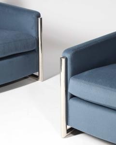 Newly Upholstered Alpaca and Steel Armchairs Italy c 1960 - 4602091