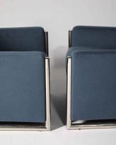 Newly Upholstered Alpaca and Steel Armchairs Italy c 1960 - 4602097