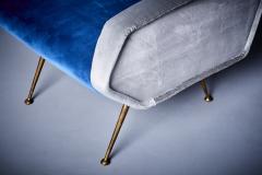 Newly upholstered Lounge Chair in Blue and Grey Italy 1950s - 3512119