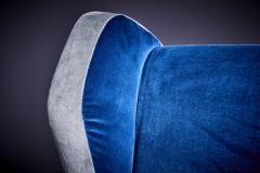 Newly upholstered Lounge Chair in Blue and Grey Italy 1950s - 3512125