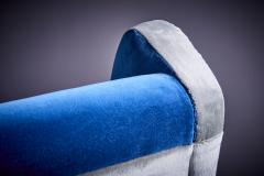 Newly upholstered Lounge Chair in Blue and Grey Italy 1950s - 3512129