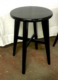 Nice Mid Century Set of 4 Small French Black Stools - 414175