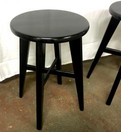 Nice Mid Century Set of 4 Small French Black Stools - 414176