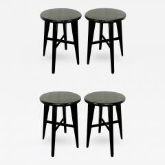 Nice Mid Century Set of 4 Small French Black Stools - 414394