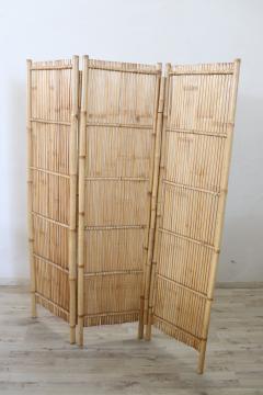Nice Vintage Italian Three Panel Bamboo Screen - 2600653
