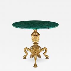 Nicholas I period Russian malachite side table with gilt bronze base - 2215367