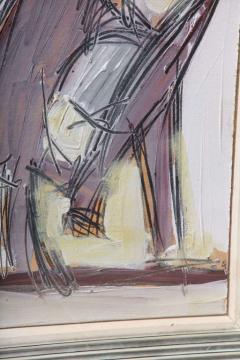 Nicholas Krushenick American Mid Century Framed Oil Painting Title Birds  - 4514741