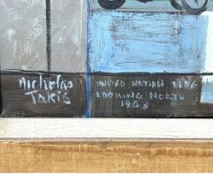 Nicholas Takis MID CENTURY UNITED NATIONS PAINTING BY NICHOLAS TAKIS 1953 - 4695427