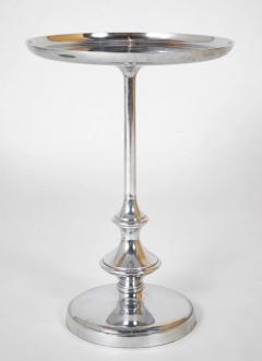 Nickel Plated Dish Top Pedestal Side Table - 3275201