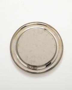 Nickel Plated Gold and Brown Enamel Serving Tray Italy c 1970 - 4609382