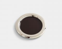 Nickel Plated Gold and Brown Enamel Serving Tray Italy c 1970 - 4609961
