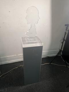 Nicola L ILLUMINATED LUCITE MALE FEMALE ON GREY LUCITE PEDESTAL IN THE MANNER OF NICOLA - 4133456