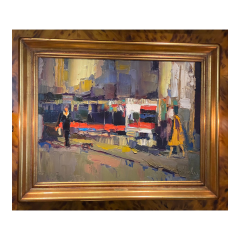 Nicola Simbari Original Nicola Simbari Modern Cityscape Expressionist Oil Painting - 2951398