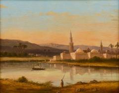 Nicolas Louis Andr Prevost Antique Orientalist Oil Painting Mosque Riverside Nicolas Louis Andr Prevost - 4392531