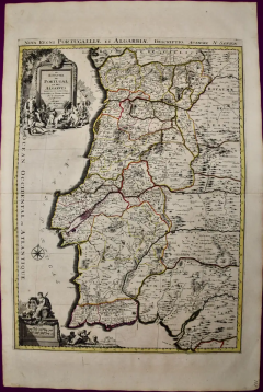 Nicolas Sanson Portugal A Large 17th Century Hand colored Map by Sanson and Jaillot - 2731625